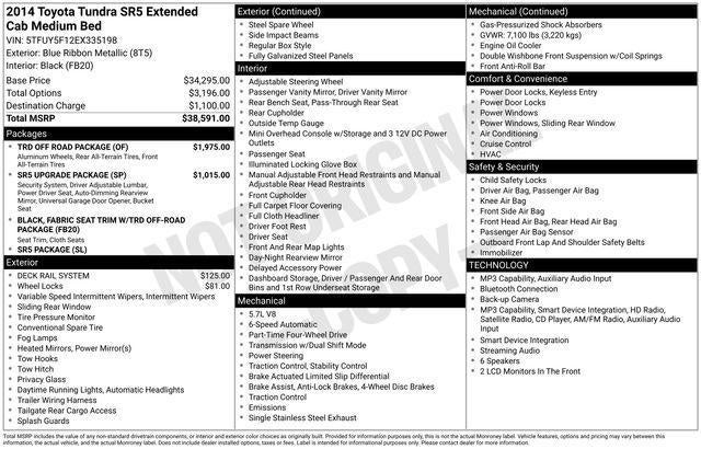 2014 Toyota Tundra 4WD Truck SR
