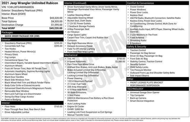 2021 Jeep Wrangler Unlimited Rubicon 4X4