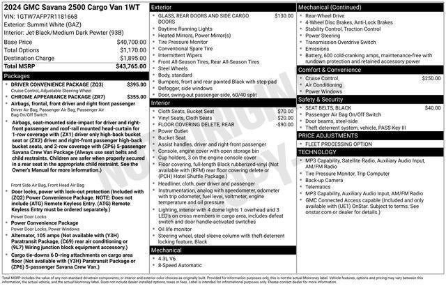 2024 GMC Savana Cargo 2500 Base