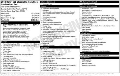 2019 RAM 1500 Classic Big Horn Crew Cab 4x4 6'4" Box