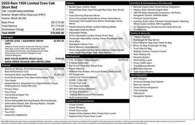 2020 RAM 1500 Limited Crew Cab 4x4 5'7" Box