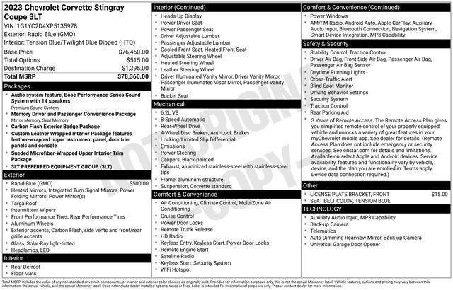 2023 Chevrolet Corvette Stingray 3LT