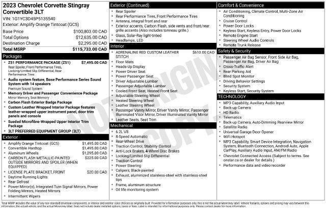 2023 Chevrolet Corvette Stingray 3LT
