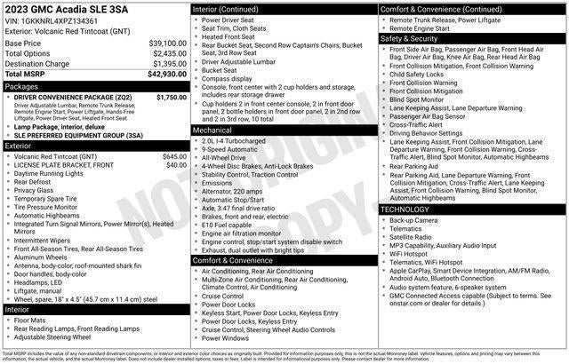 2023 GMC Acadia SLE