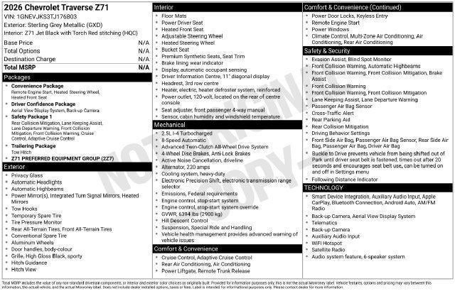 2026 Chevrolet Traverse Z71