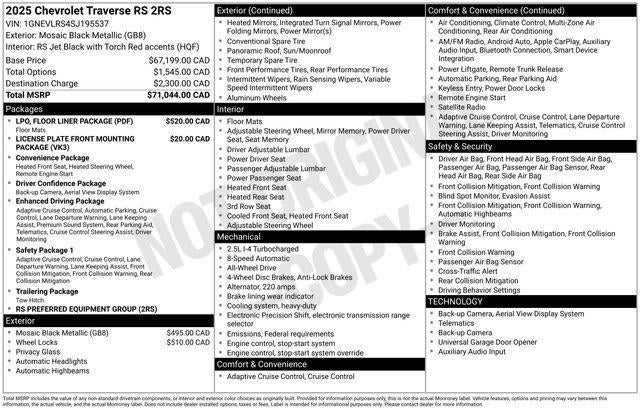 2025 Chevrolet Traverse AWD RS
