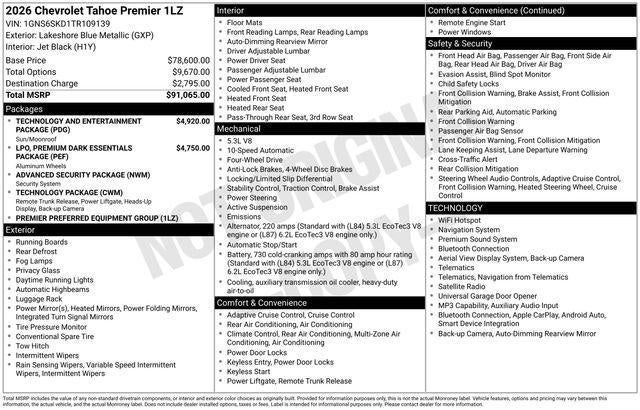 2026 Chevrolet Tahoe Premier