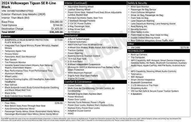 2024 Volkswagen Tiguan 2.0T SE R-Line Black