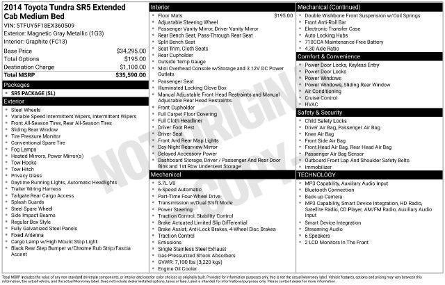 2014 Toyota Tundra SR5 5.7L V8