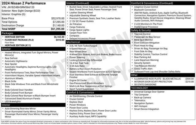 2024 Nissan Z Performance Manual