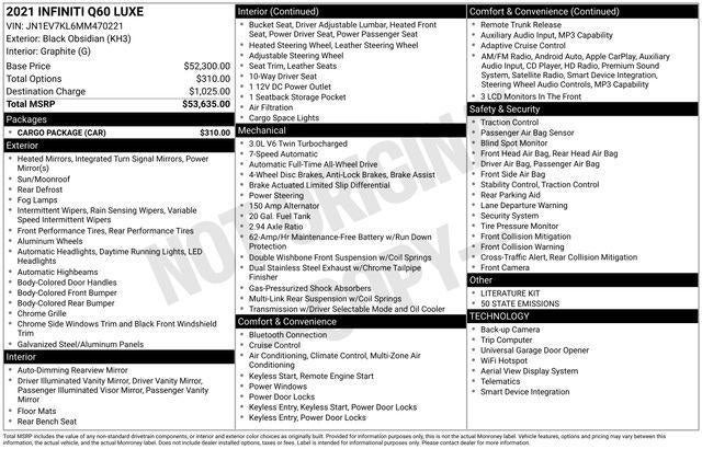 2021 INFINITI Q60 LUXE AWD