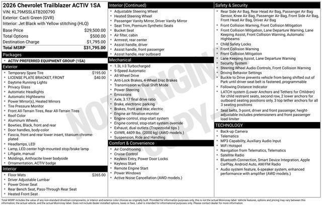 2026 Chevrolet Trailblazer ACTIV