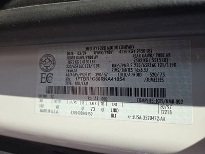 2024 Ford Transit Cargo Van T-250 148" Med Rf 9070 GVWR RWD