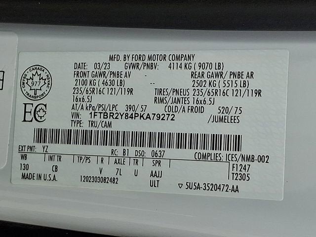 2023 Ford Transit Cargo Van T-250 130" Low Rf 9070 GVWR AWD
