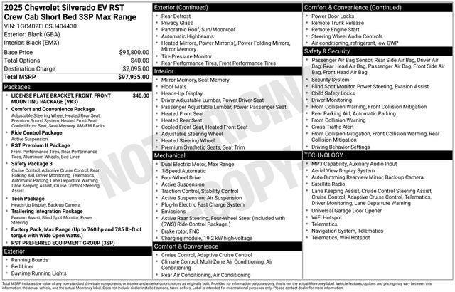 2025 Chevrolet Silverado EV RST - Max Range