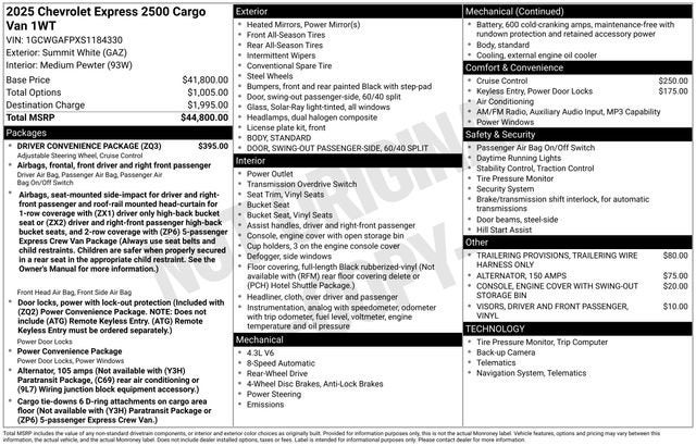 2025 Chevrolet Express Cargo WT