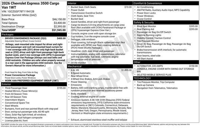 2026 Chevrolet Express Cargo WT