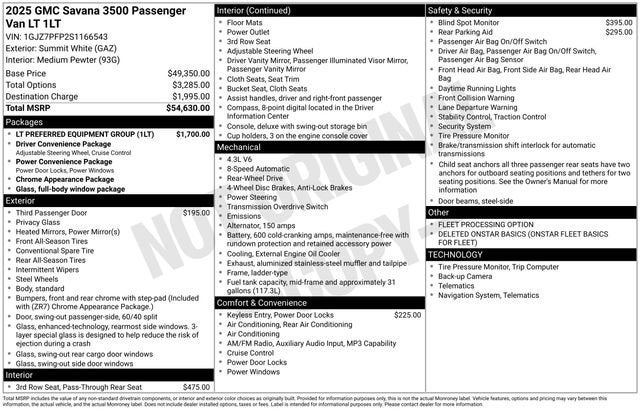 2025 GMC Savana Passenger LT