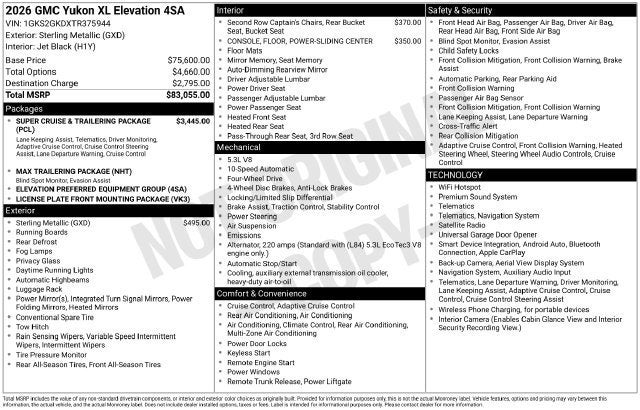 2026 GMC Yukon XL Elevation
