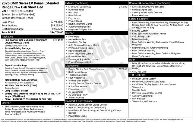 2026 GMC Sierra EV Denali Extended Range