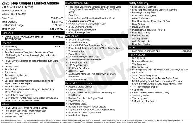 2026 Jeep Compass Limited Altitude