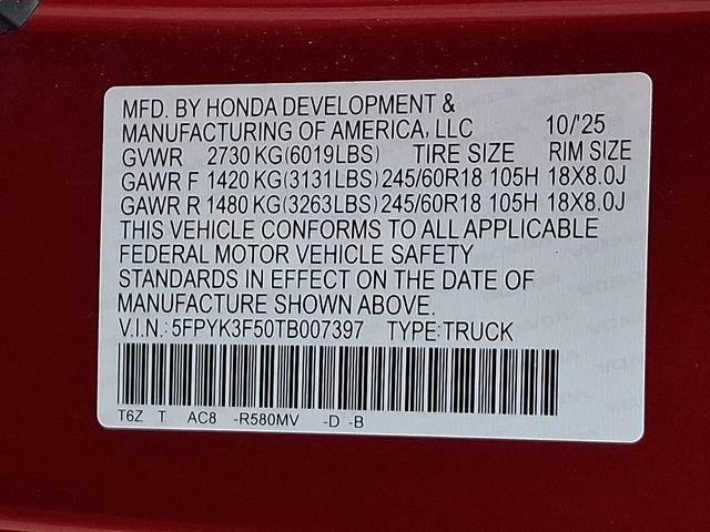 2026 Honda Ridgeline RTL