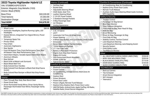2023 Toyota Highlander Hybrid LE