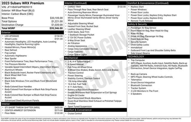 2023 Subaru WRX Premium
