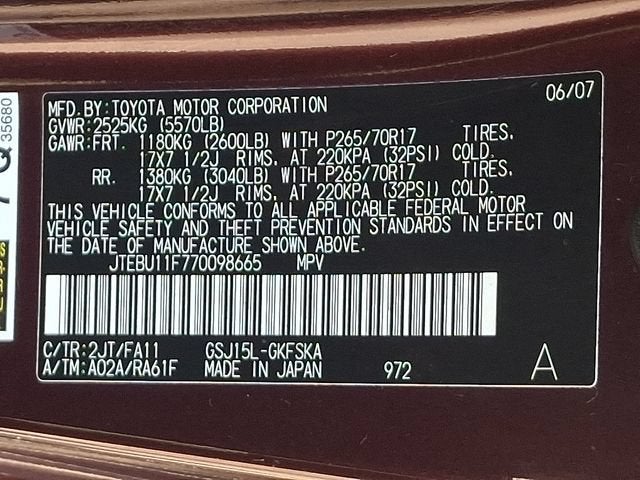 2007 Toyota FJ Cruiser 4WD 4dr Manual (Natl)