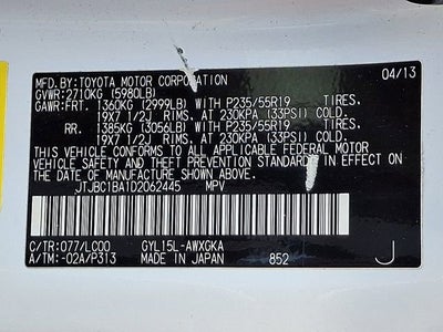 2013 Lexus RX 450h RX450H 4 DOOR SUV 3.5L V6 HYBRID